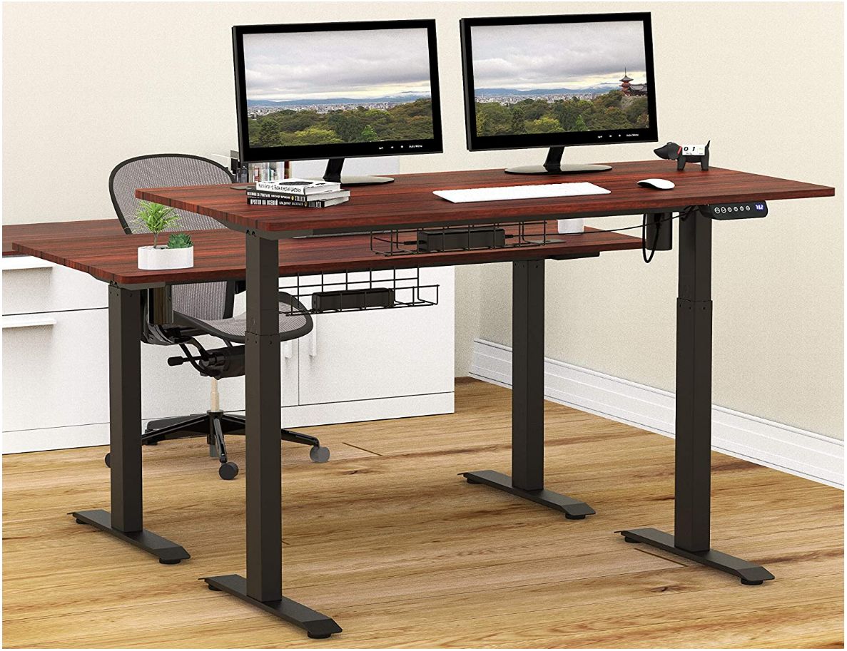 SHW 55-Inch Large Electric Height Adjustable Computer Desk 55 x 28 ...