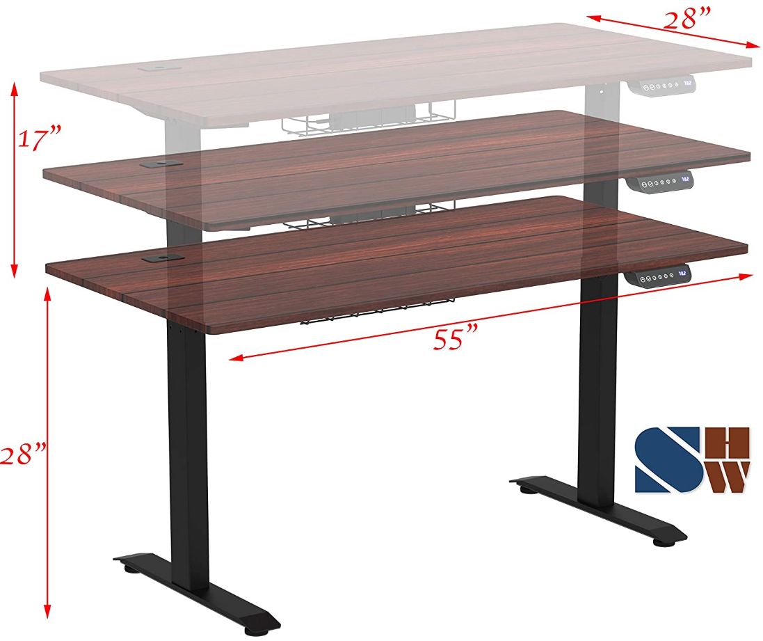 SHW 55-Inch Large Electric Height Adjustable Computer Desk – SHW Desks ...