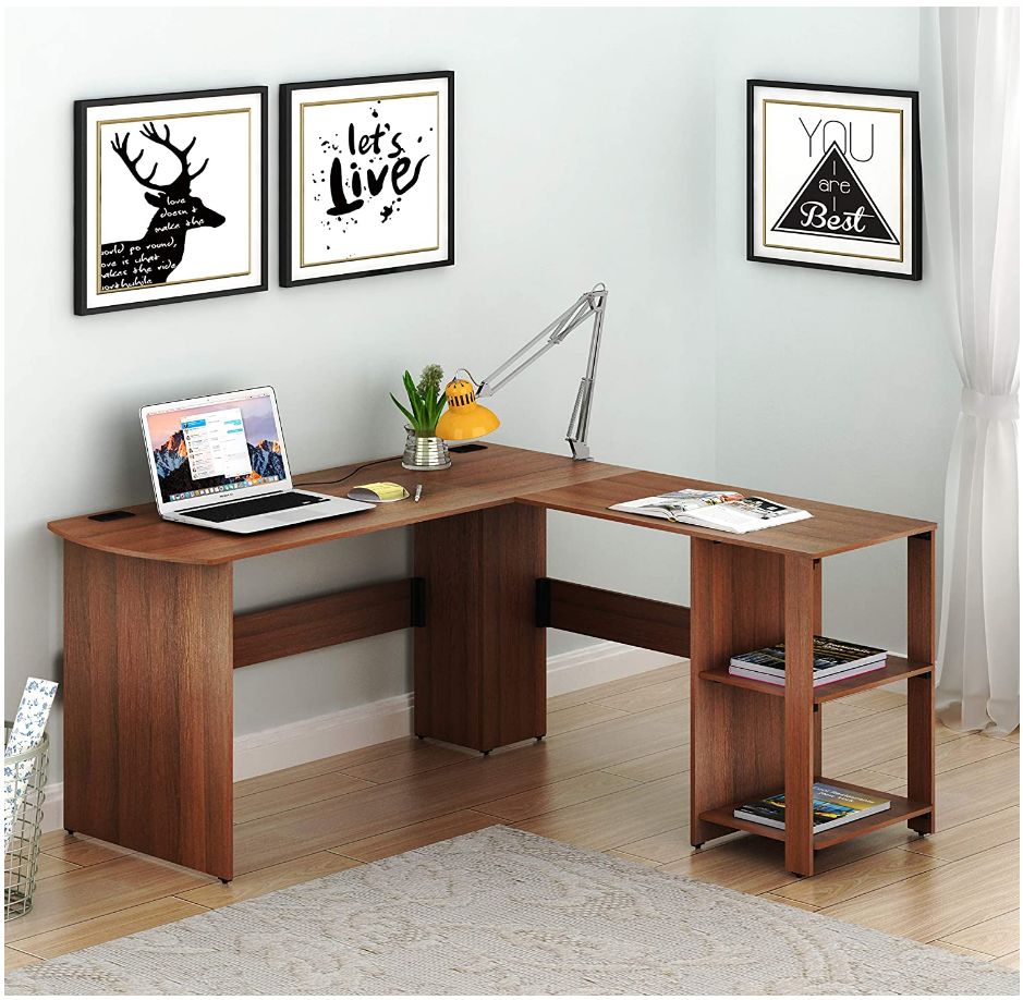 SHW Mission 32 Inches Office Desk, Walnut, Size: 32-Inch